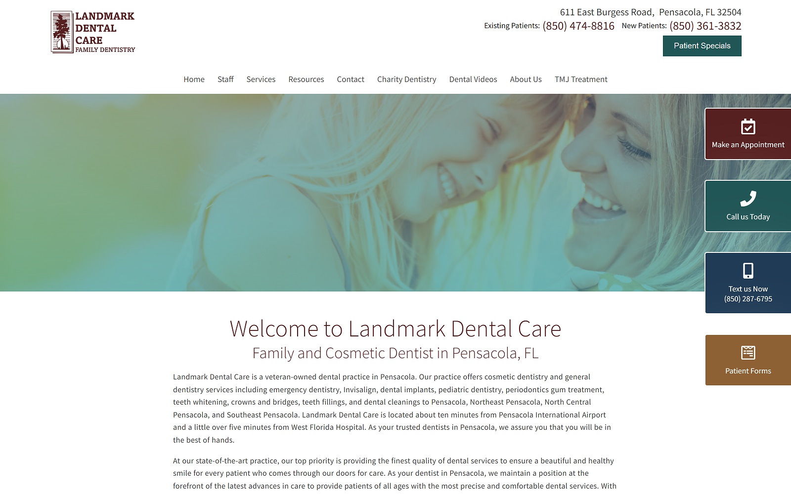 landmarkdentalteam.com screenshot