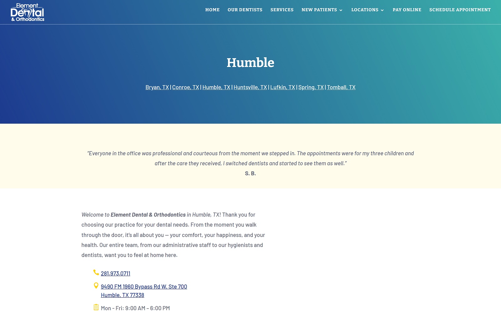 myelementdental.com_locations_humble screenshot