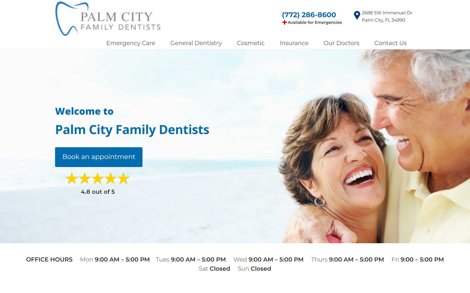 palmcityfamilydentists.com screenshot