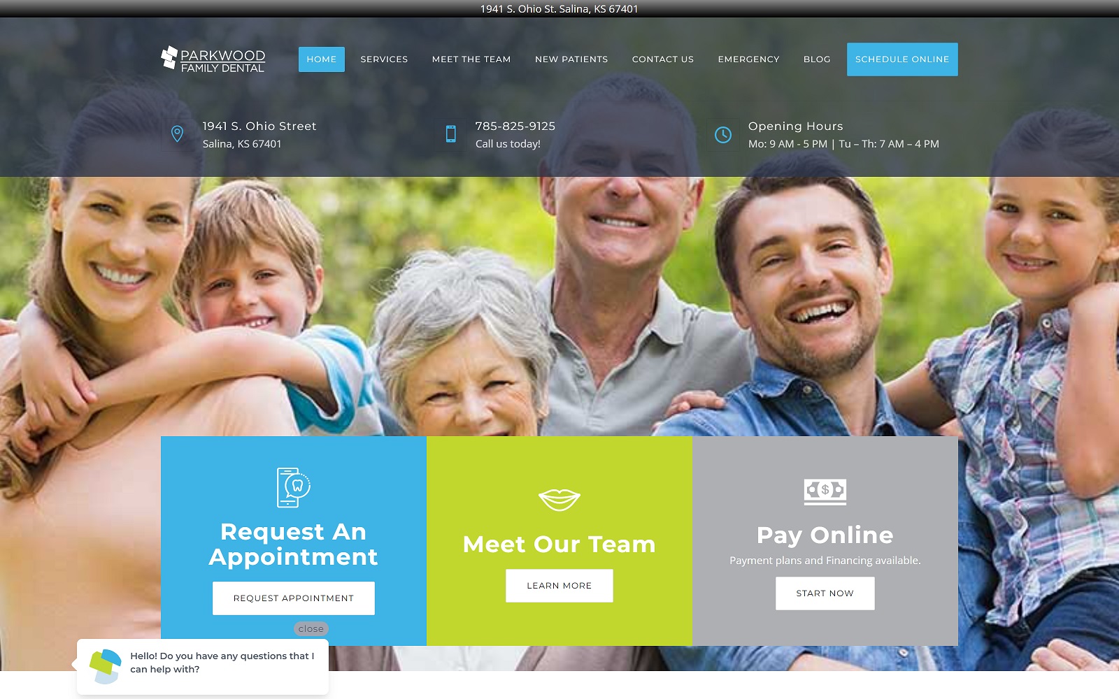 parkwoodfamilydental.com screenshot