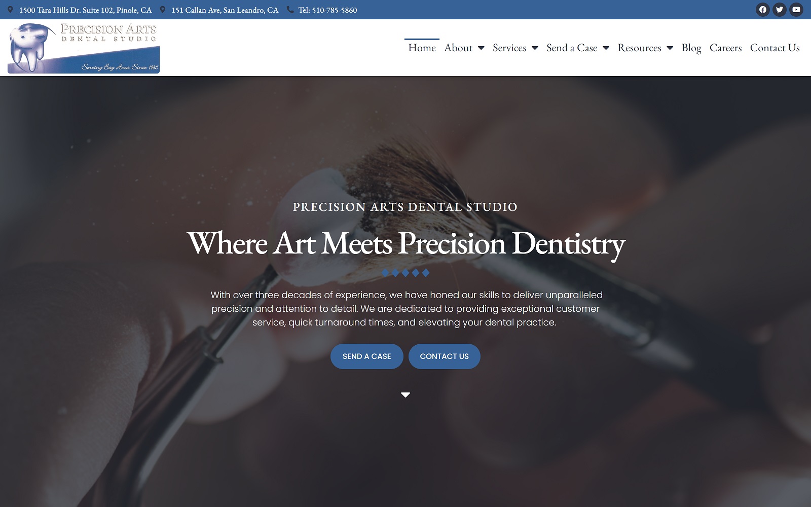 precisionartsdentalstudio.com screenshot