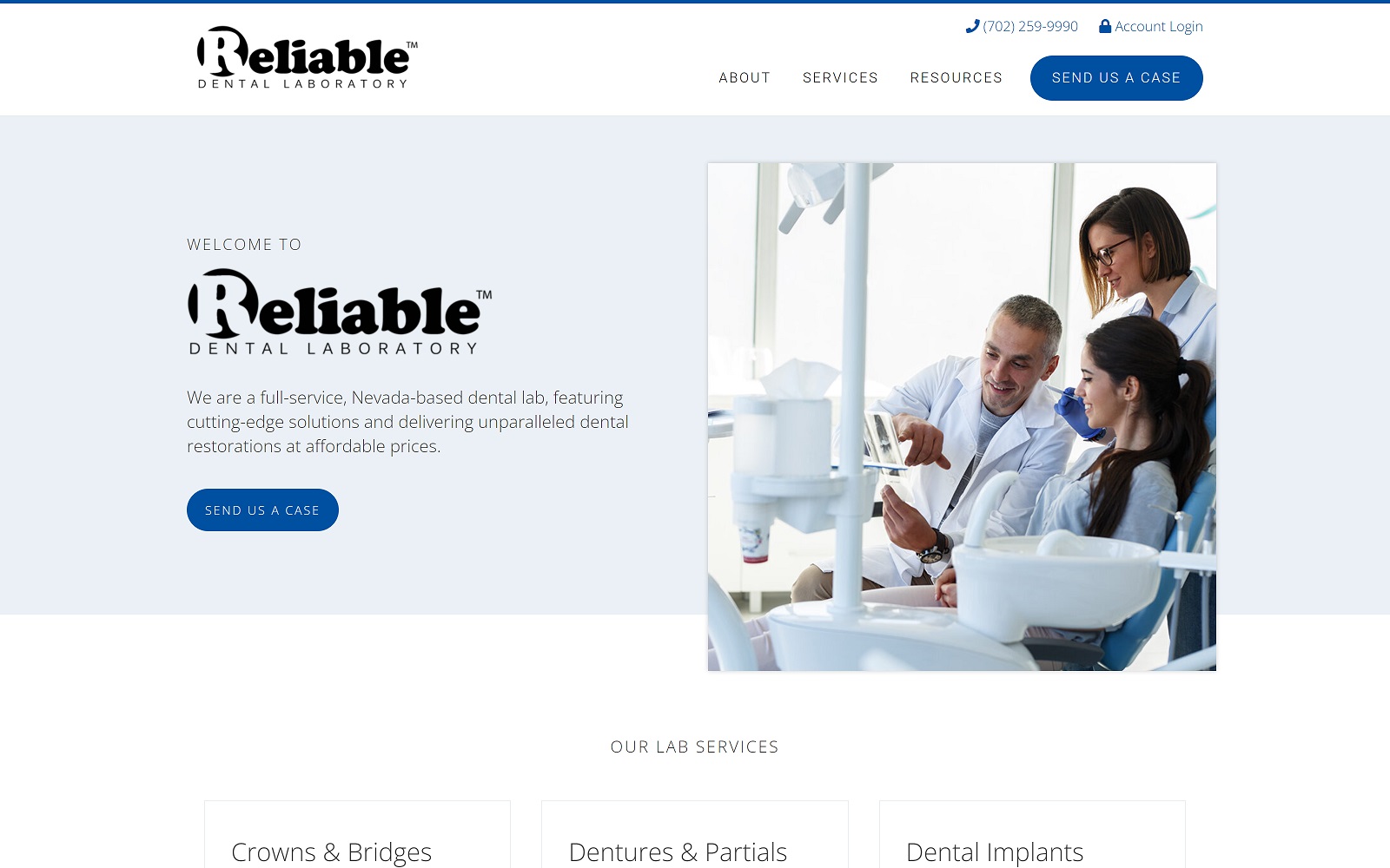 reliabledentallaboratory.com screenshot