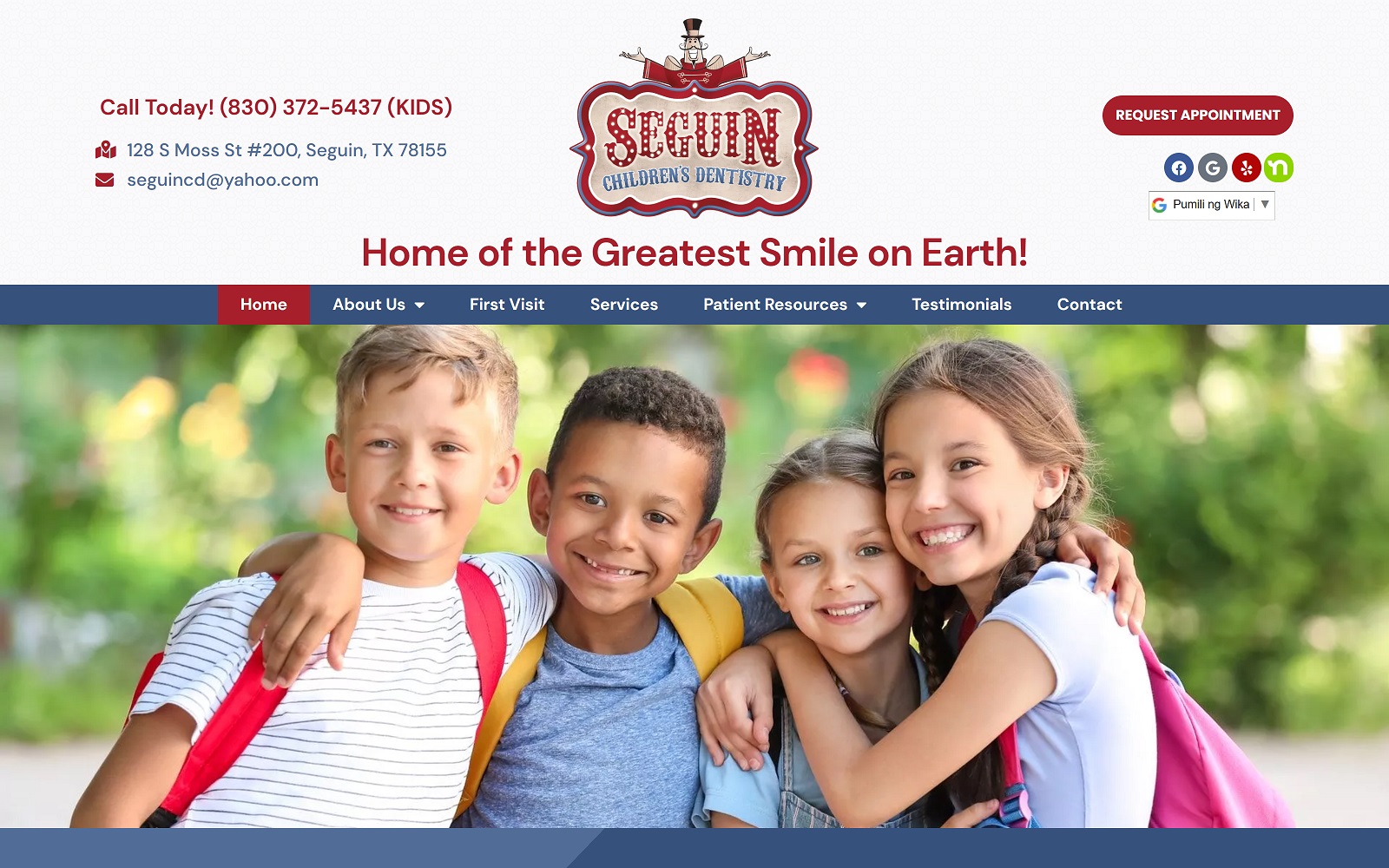 seguinchildrensdental.com screenshot