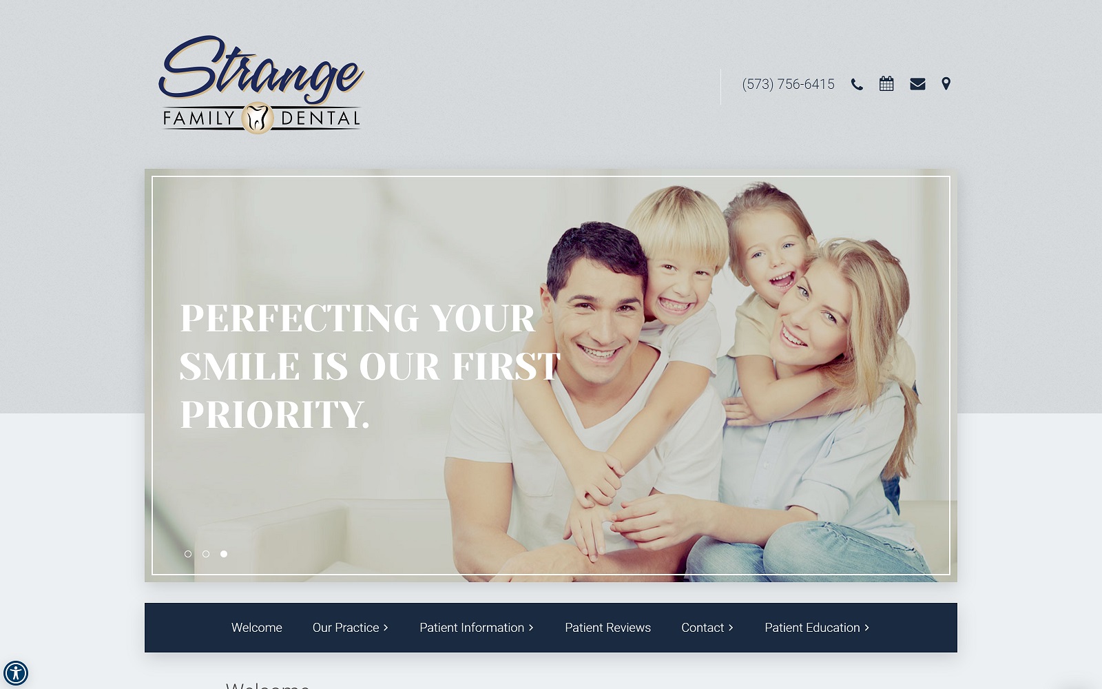 strangefamilydental.com screenshot
