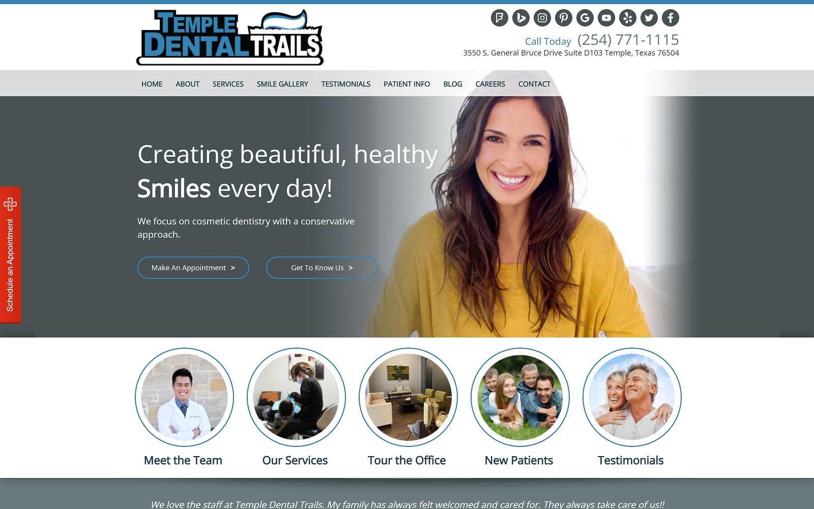 templedentaltrails.com screenshot