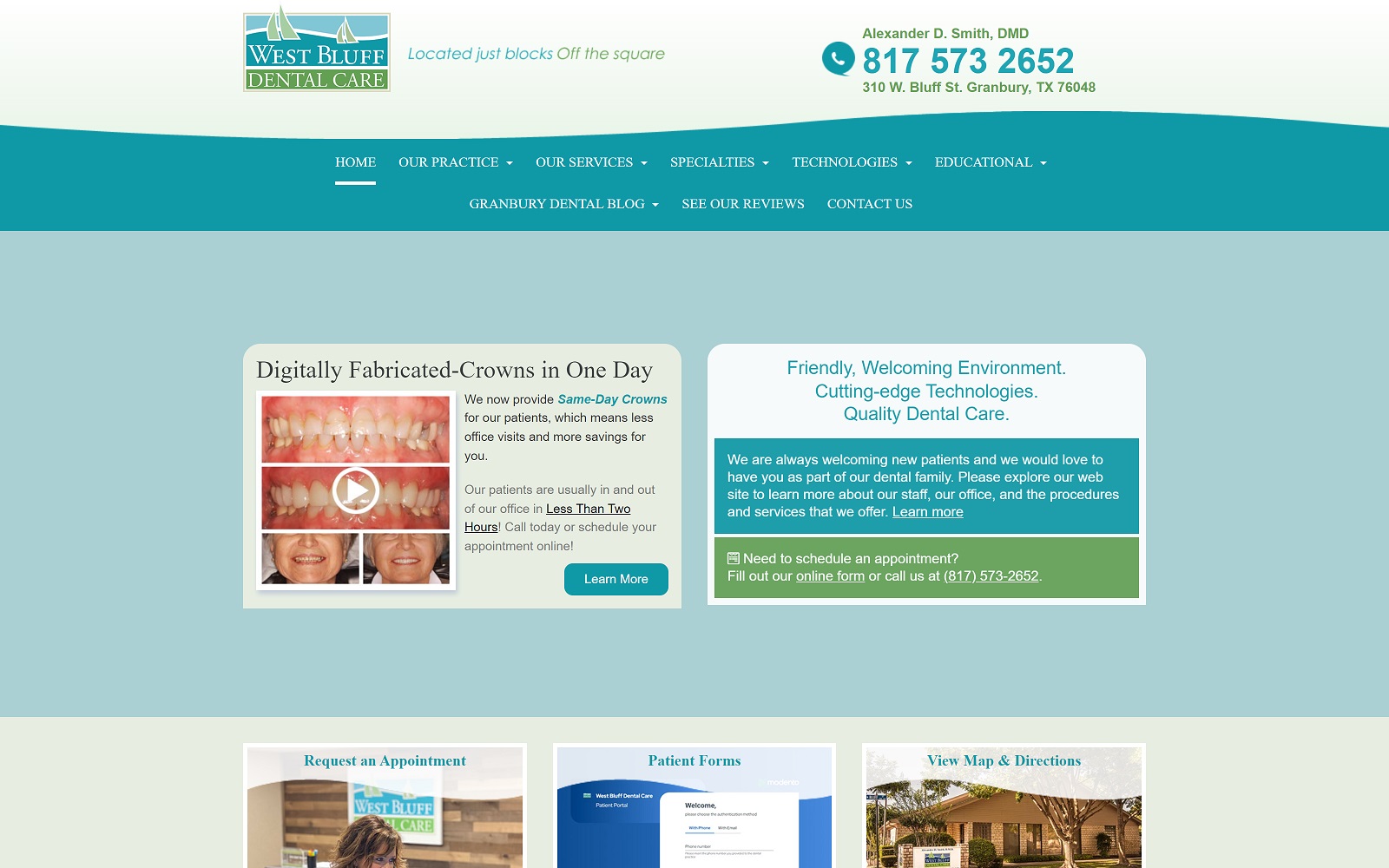 westbluffdentalcare.com screenshot