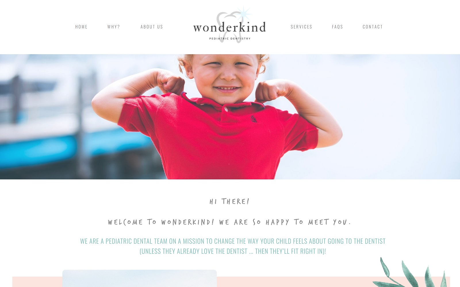 Wonderkind Pediatric Dentistry website homepage screenshot (wonderkinddentist.com)