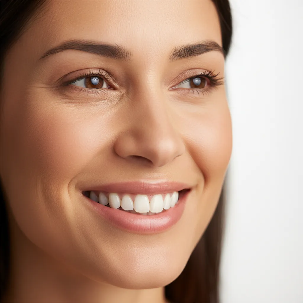 Close-up of a confident natural smile showing healthy teeth